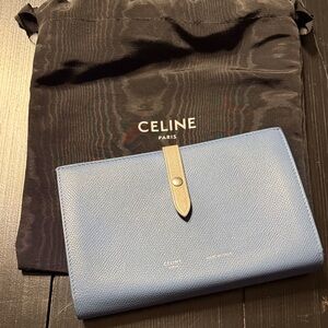 Celine Large Strap Organizer/Wallet – Light Blue Grained Calfskin